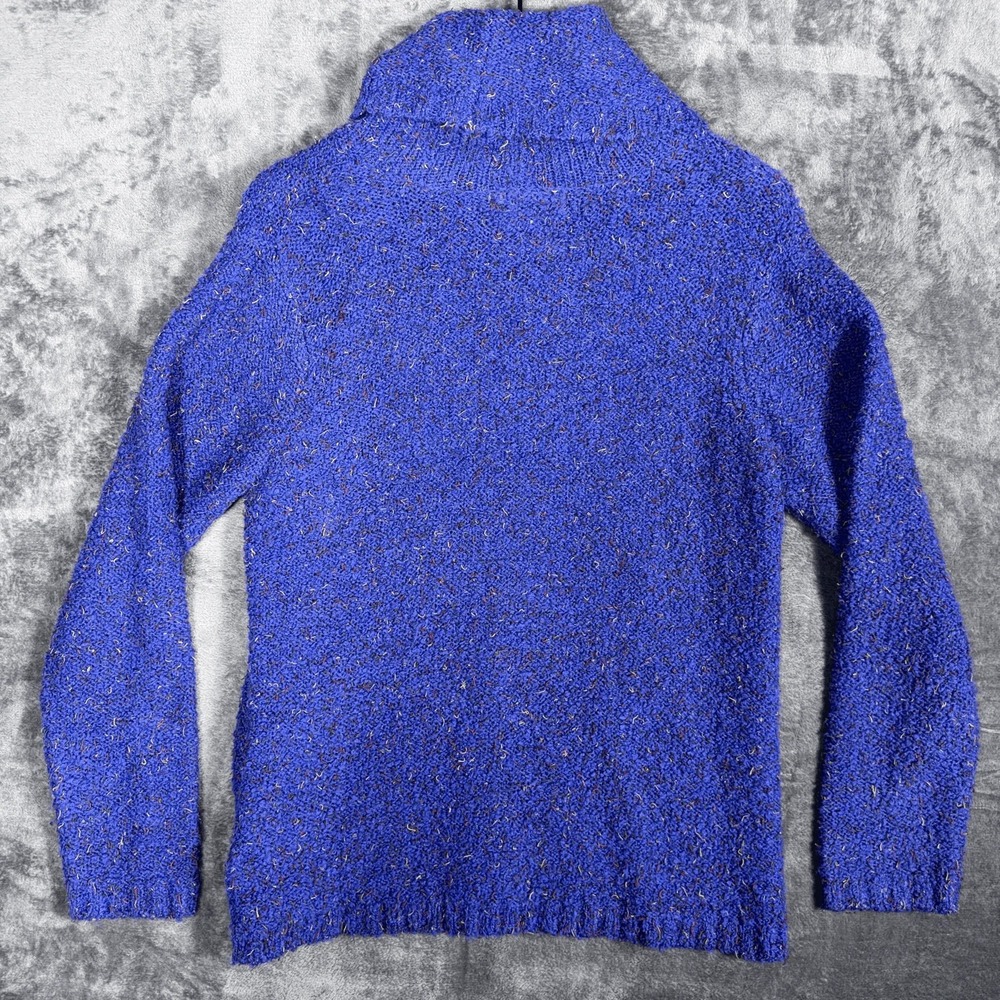 Coldwater Creek Womens Sweater L Blue Cowl Neck Pullover Long Sleeve Boucle Knit - Picture 3 of 5